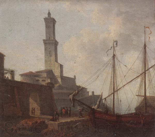 unknow artist A Port scene with figures loading a boat France oil painting art